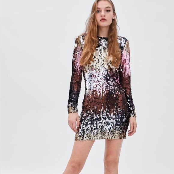 zara ombre sequin dress